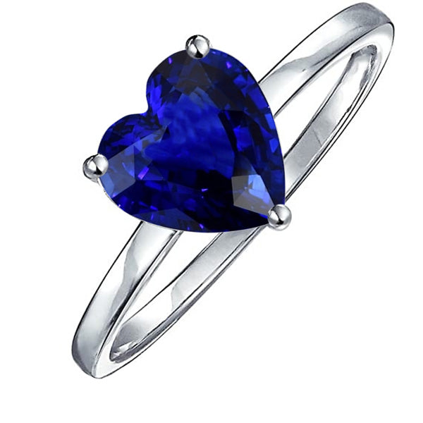 Fancy Lady’s Heart Solitaire Sri Lankan Sapphire Ring White Gold