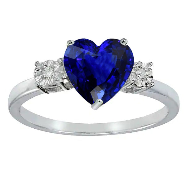 New High Quality Wedding Diamond Three Stone Wedding Heart Ceylon Sapphire Ring