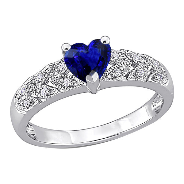 New High Quality Wedding Diamond Heart Halo Blue Sapphire Ring Leaf Style Jewelry