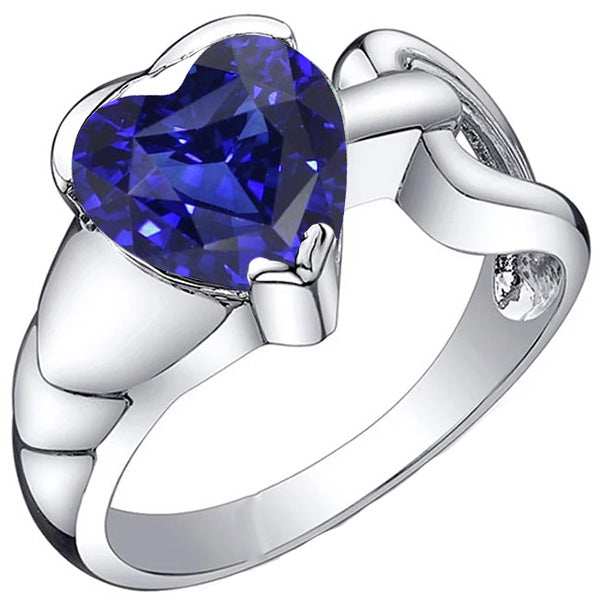 New High Quality Wedding Wedding Solitaire Ring White Gold Heart Blue Sapphire