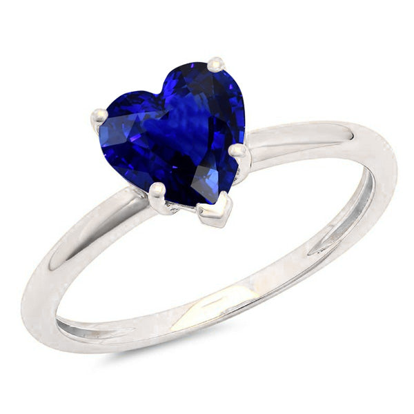 New Fancy Ladies Solitaire Heart Shaped Ring Natural Blue Sapphire