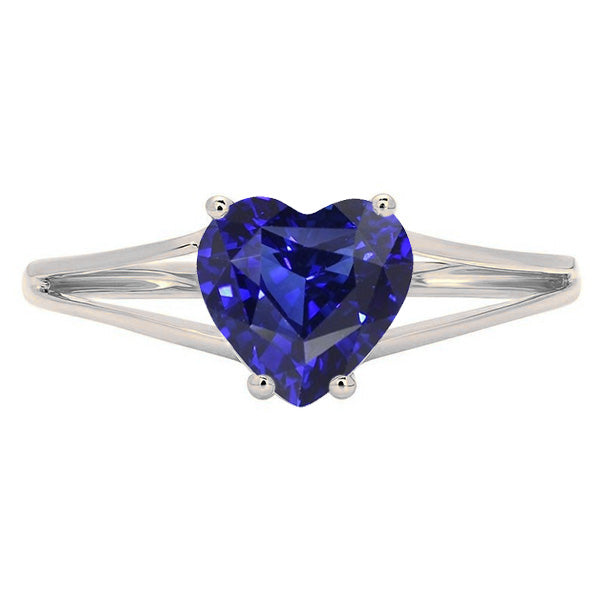Solitaire Ring Heart Ceylon Sapphire Antique Lady’s Gold Split Shank