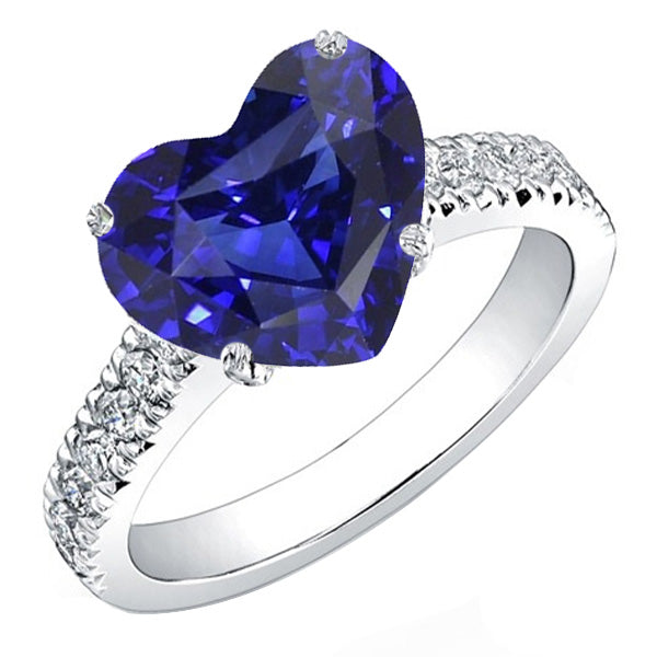Gold Diamond Ring Sparkling Unique Lady’s Heart Shaped Blue Sapphire Gemstone