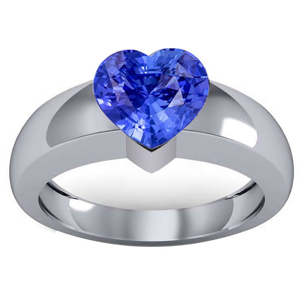 ceylon Sparkling Unique Lady’s Sapphire Solitaire Ring Heart Shaped Thick Shank