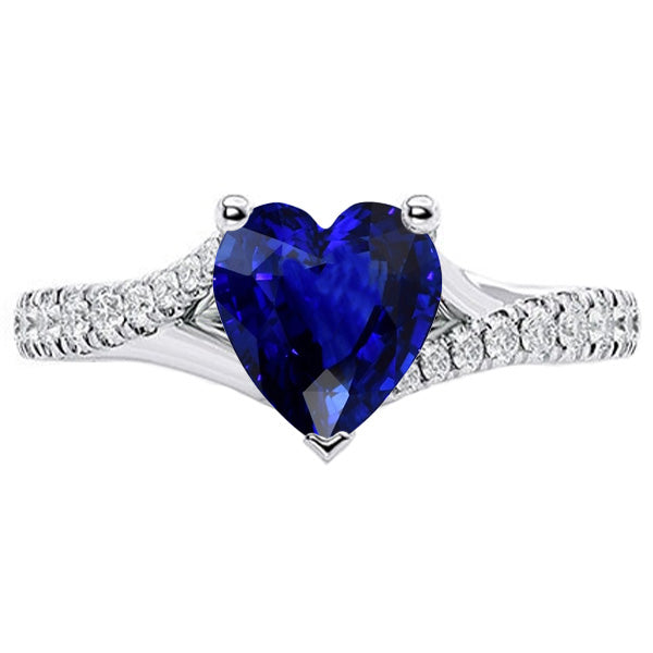 Women's Fancy Lady’s Vintage Style Ring Deep Blue Sapphire With Accents Split Shank