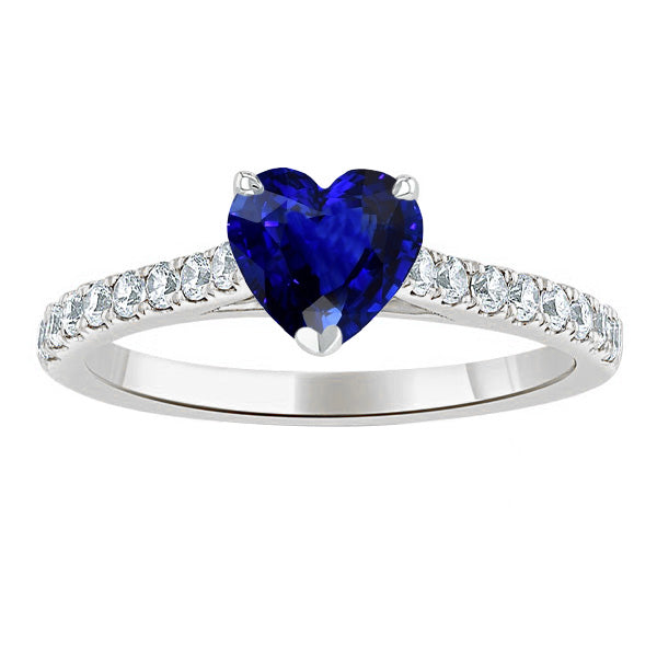 Round Natural Earth Mined Diamond Sapphire Ring Heart Cut Cathedral Setting 2.50 Carats
