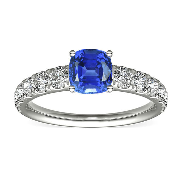 Jewelry Best amazing weeding Diamond Cushion Blue Sapphire Ring 3 Carats White Gold