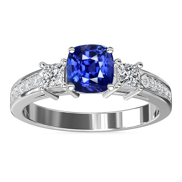 Best amazing weeding Princess & Round Diamond Cushion Sapphire Ring Jewelry