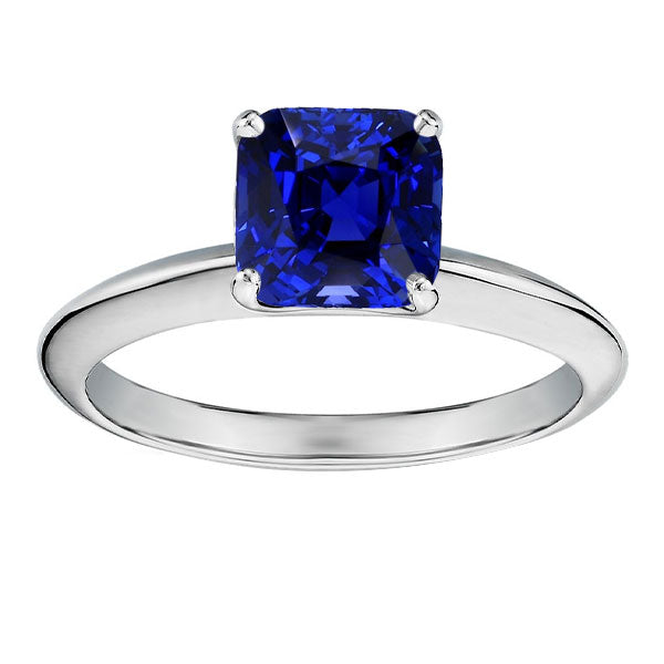 Cushion Solitaire Sapphire Ring Ladies New weeding White Gold Jewelry