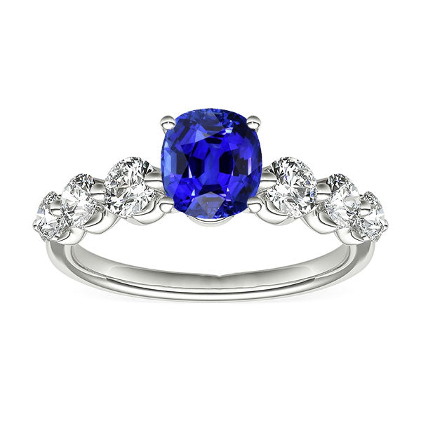 Ladies New weeding Women's Anniversary Ring Round Diamond & Sapphire Gemstone