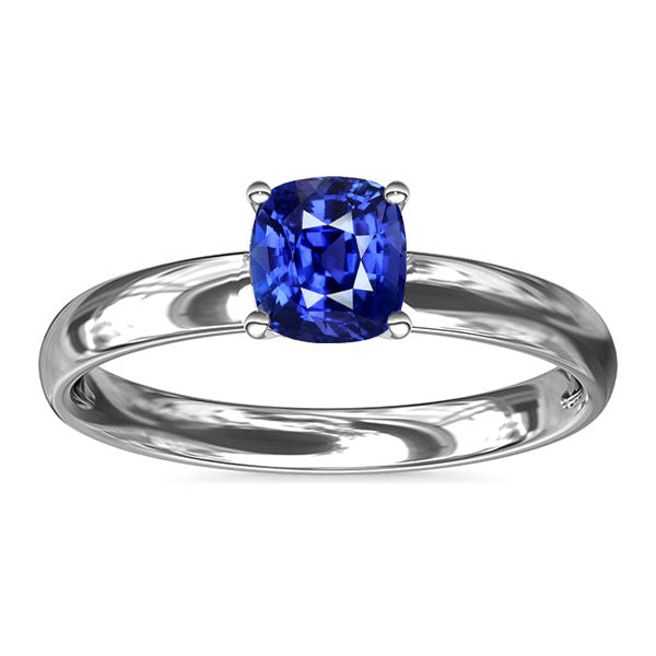 Solitaire Blue Sapphire Engagement Ring Ladies New weeding Gold Thick Shank