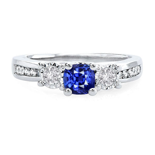 natural round sapphire 2ct ring front view