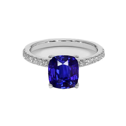 Sapphire Engagement Ladies Sparkling Ceylon Blue White Gold Jewelry