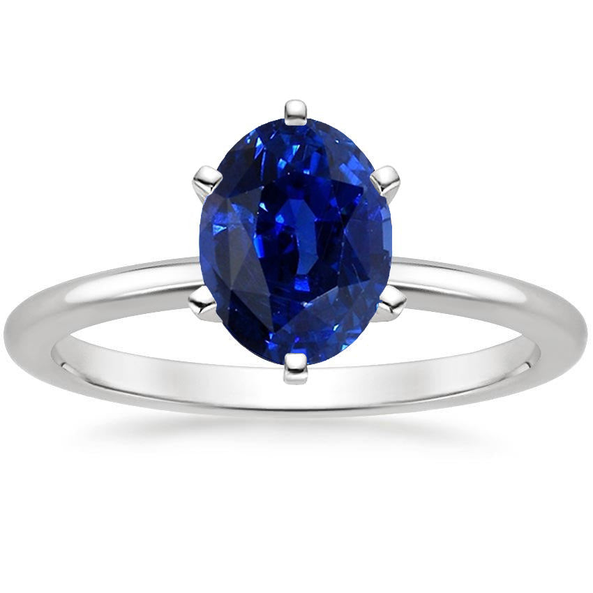 Best Quality Females Solitaire Engagement Ring Oval Cut Ceylon Sapphire