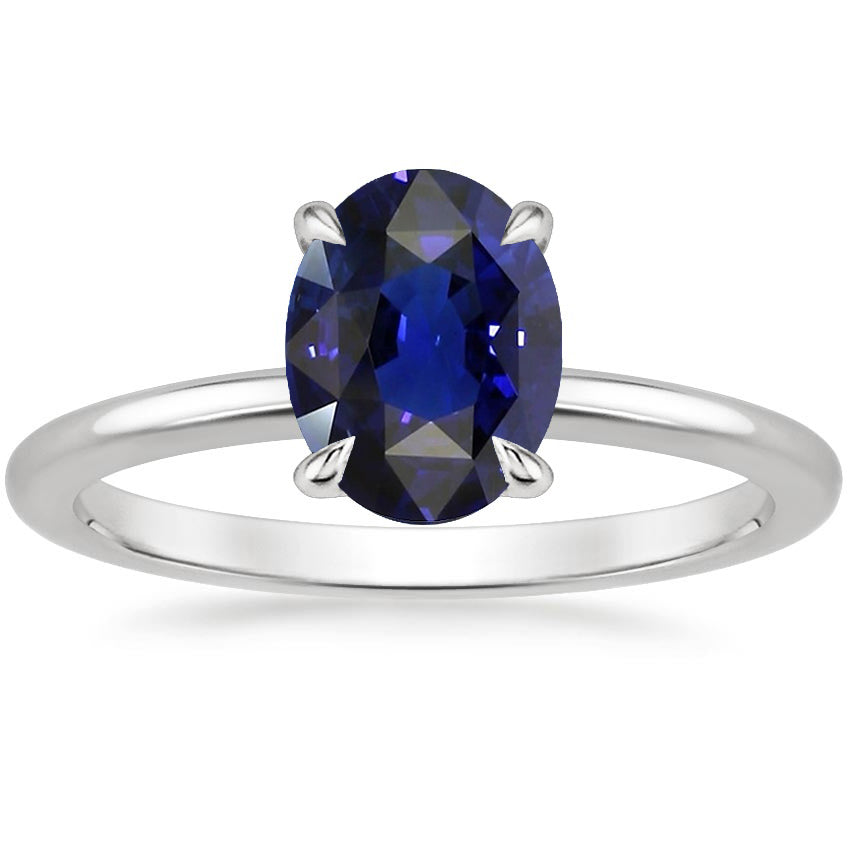 High Quality Fancy Sparkling Solitaire Wedding Ring White Gold Blue Sapphire