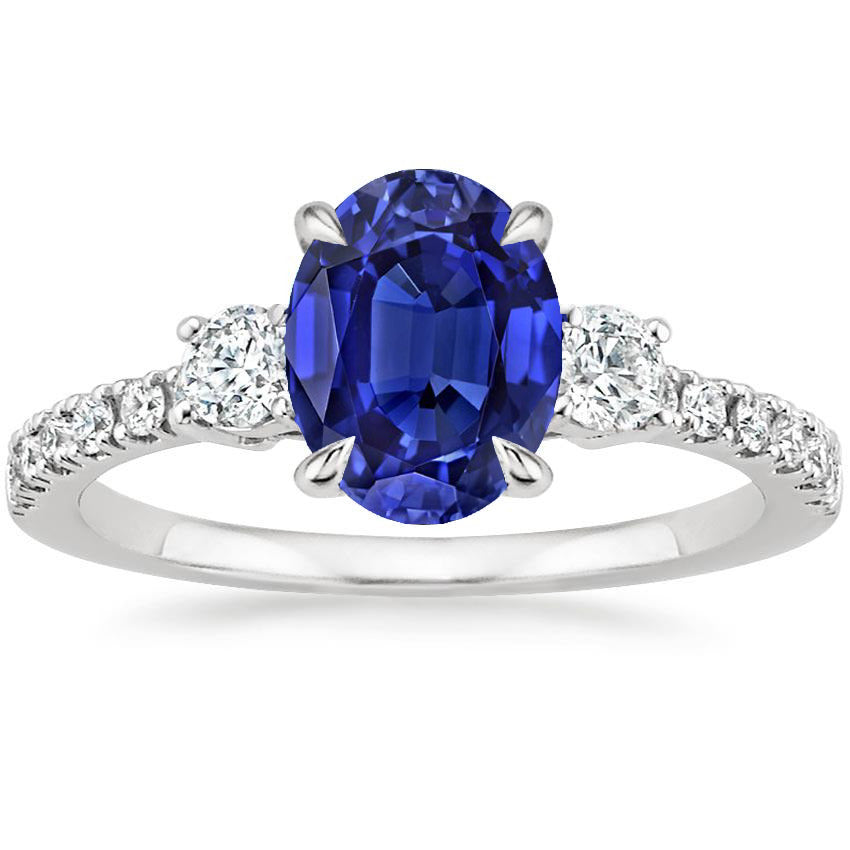 Diamond Jewelry Solitaire With Accents Ring Blue Sapphire