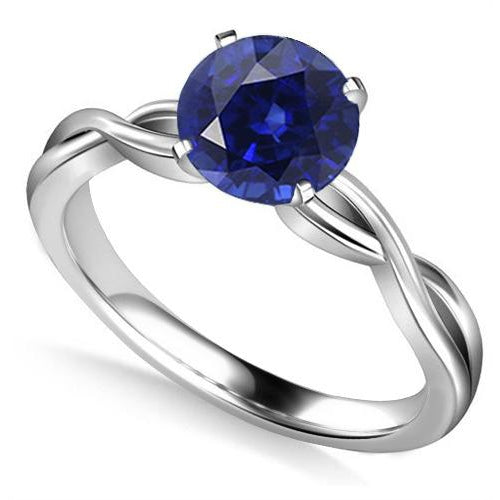 Best amazing weeding Round Solitaire Sapphire Ring Infinity Style Shank Gold