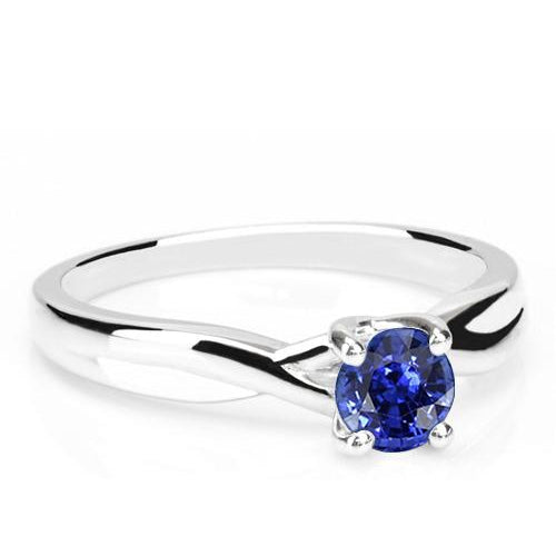 Solitaire Sapphire Ring New High Quality Wedding U Prong Setting Gold Twisted Shank