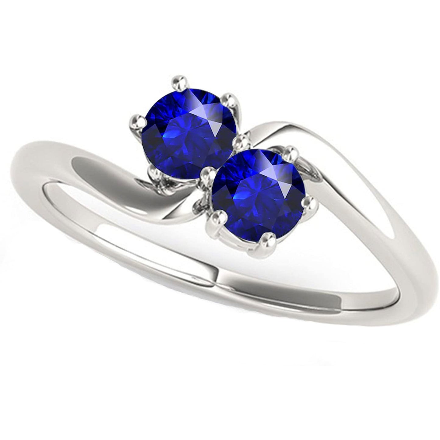 Toi et Moi Round Ceylon Sapphire Anniversary Ring Prong Set