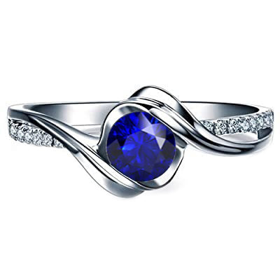 Gold Diamond Round Gemstone Sapphire Ring New High Quality Wedding Twisted Shank