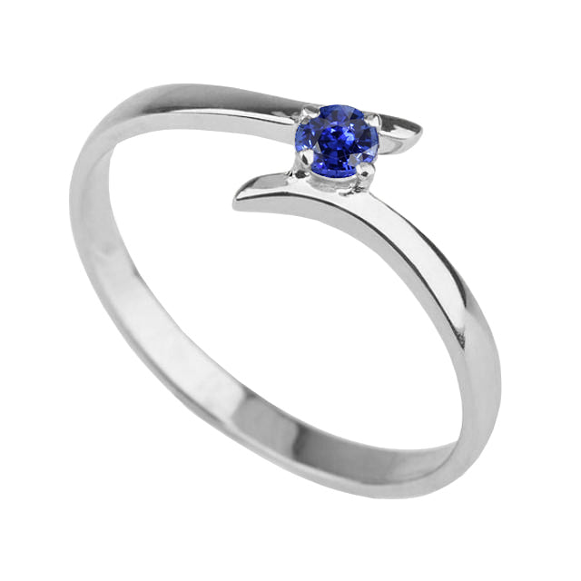 Solitaire Engagement Ring Ceylon Blue Sapphire Bypass Style