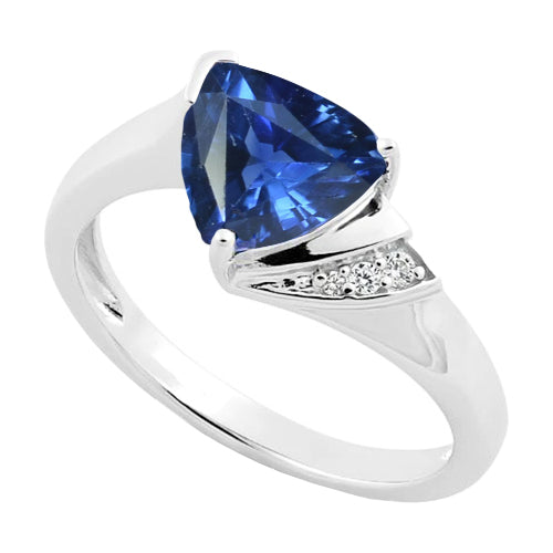 Diamond Engagement Ring Trillion Deep Blue Sapphire Fancy Princess Cut Style