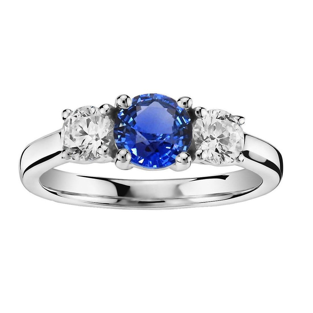 Gemstone 3 Stone Ring Round Sri Lankan Sapphire Amazing Stylish womans Diamond
