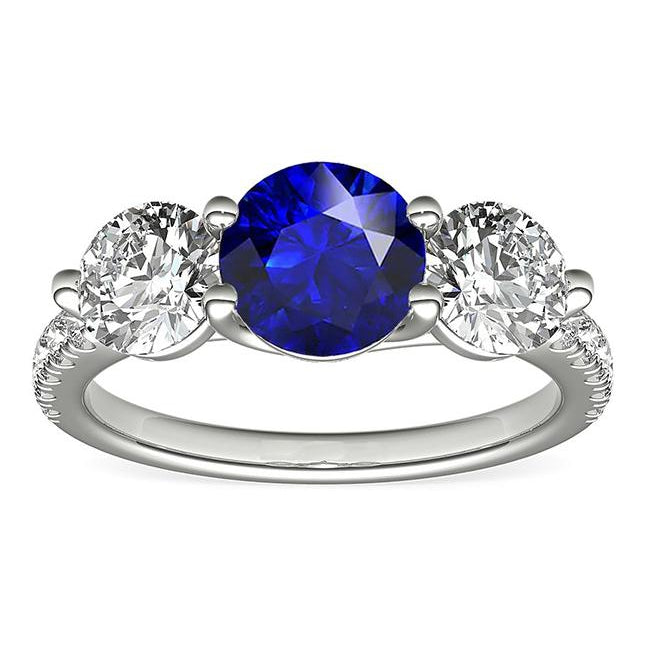 Diamond Engagement Ring Round Ceylon Sapphire Amazing Stylish womans Jewelry