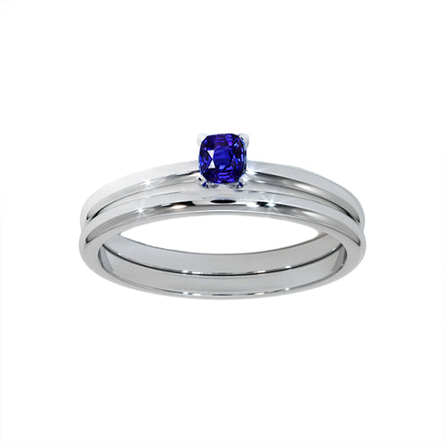 Women Jewelry Sparkling Unique Cushion Solitaire Blue Sapphire Engagement Ring