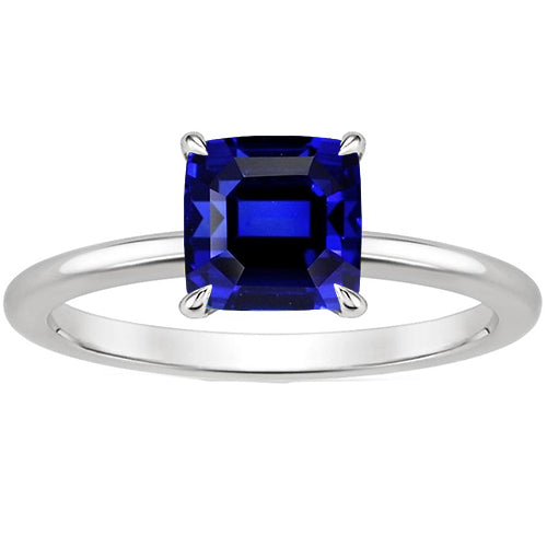 High Quality Unique Solitaire Ring Cushion Cut Sri Lankan Sapphire Prong Set