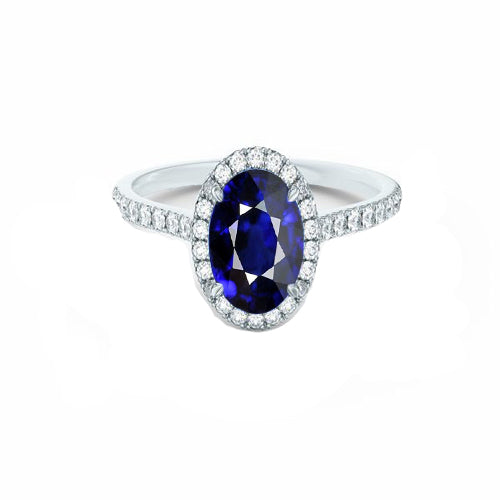 New Amazing LAdies Halo Diamond Ring With Accents Oval Sri Lankan Sapphire