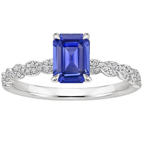 New Amazing Engagement Ring Twist Style Blue Sapphire & Diamond