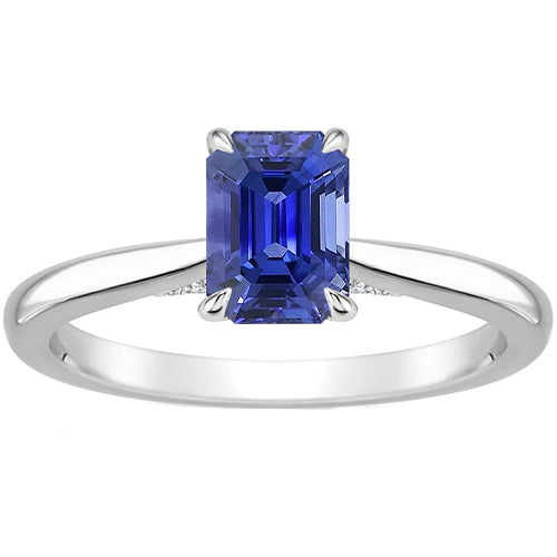females NEw Design Solitaire Ring Prong Setting Emerald Ceylon Sapphire