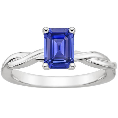 Solitaire Sparkling Unique Lady’s Infinity Style Ring Emerald Sri Lankan Sapphire