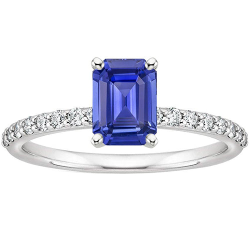 Sparkling Unique Lady’s Diamond Engagement Ring & Emerald Blue Sapphire