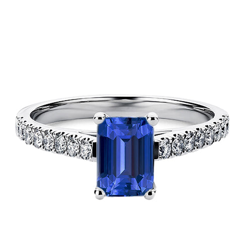 Natural Earth Mined Diamond Ring Emerald Blue Sapphire Gemstone With Accents 2.50 Carats
