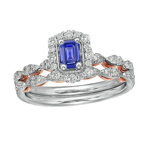 Halo Emerald Blue Sapphire Ring Set With Gold Natural Earth Mined Diamond Band 2.50 Carats