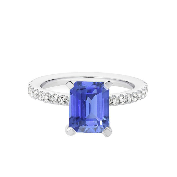 High Quality Unique Diamond Solitaire Emerald Light Blue Sapphire Engagement Ring