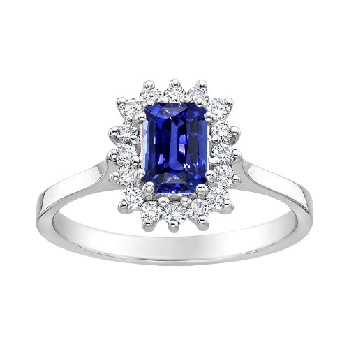 Halo Diamond Ring Emerald Ceylon Sapphire Gemstone Star Style