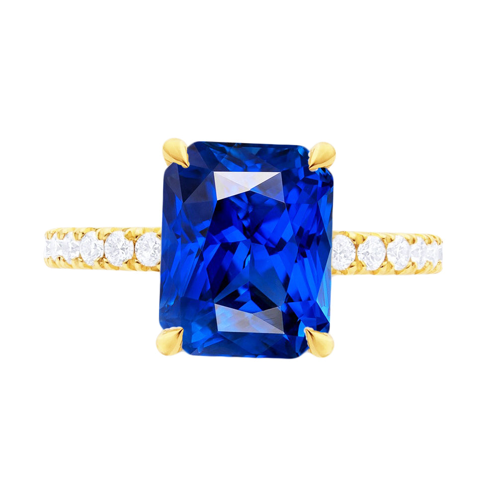 Women Round Natural Earth Mined Diamond Jewelry New Radiant Ceylon Sapphire Ring 4 Carats