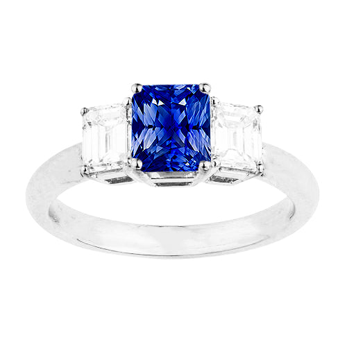 Anniversary Ring 3 Stone New High Quality Wedding Ceylon Sapphire Basket Setting
