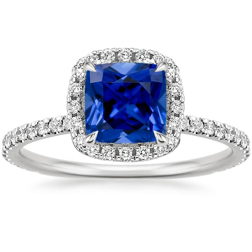 Halo Diamond Ladies Stylish Fancy Ceylon Sapphire With Accents Ring Gold