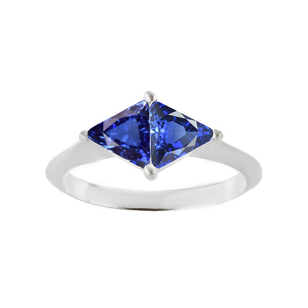 Sparkling Unique Lady’s Trillion Cut Sapphire Gemstone Ring