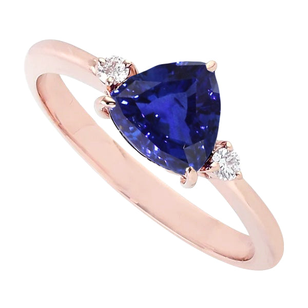 Three Stone Trillion Sapphire Ring Lady’s Brilliant Engagement