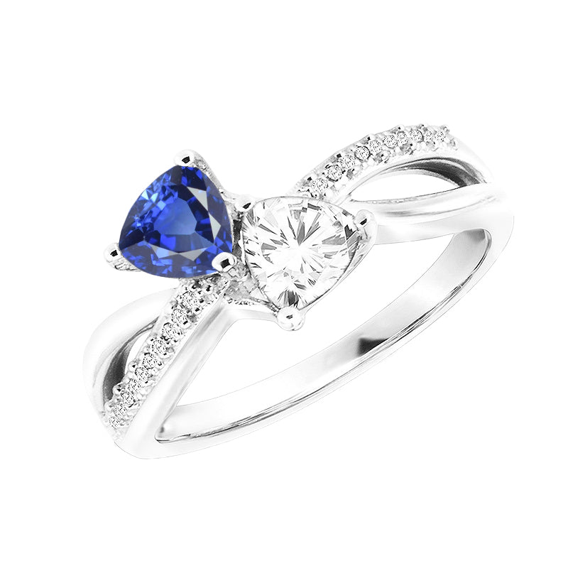 Trillion _ Round Diamond Ring Blue Sapphire New High Quality Wedding