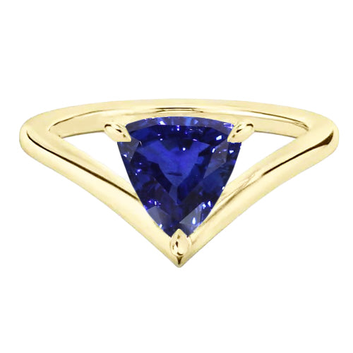 Solitaire Ring Trillion Sapphire Fancy Lady’s Vintage Style Prong Set