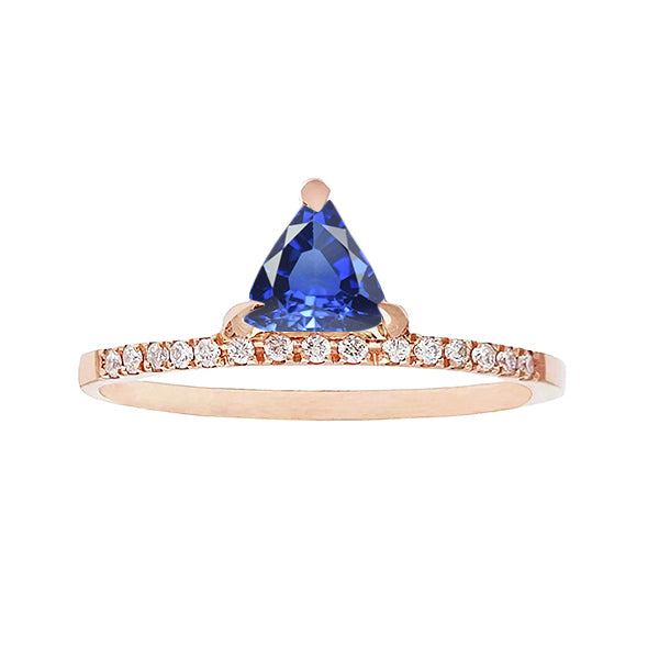 Ring Prong Set Blue Sapphire Fancy Lady’s Vintage Style Diamonds