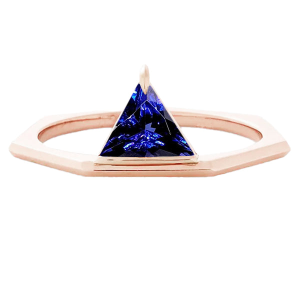 Gemstone Trillion Ring 14K Rose Gold 1 Carat