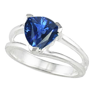 Solitaire Ring Split Shank Trillion Sri Lankan Sapphire Sparkling Unique Lady’s