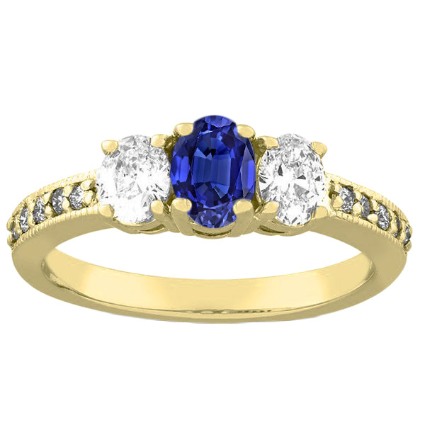 Oval Sapphire Gemstone Ring Antique Lady’s Style White Elegant Ladies Sparkling Diamond Jewelry